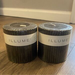 Illume llume Balsam & Cedar Small Fragranced Pillar Candle Set of 2 New